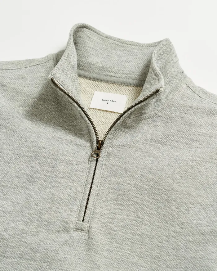 Men Sweaters and Sweatshirts Billy Reid Herringbone Half Zip Light Grey
