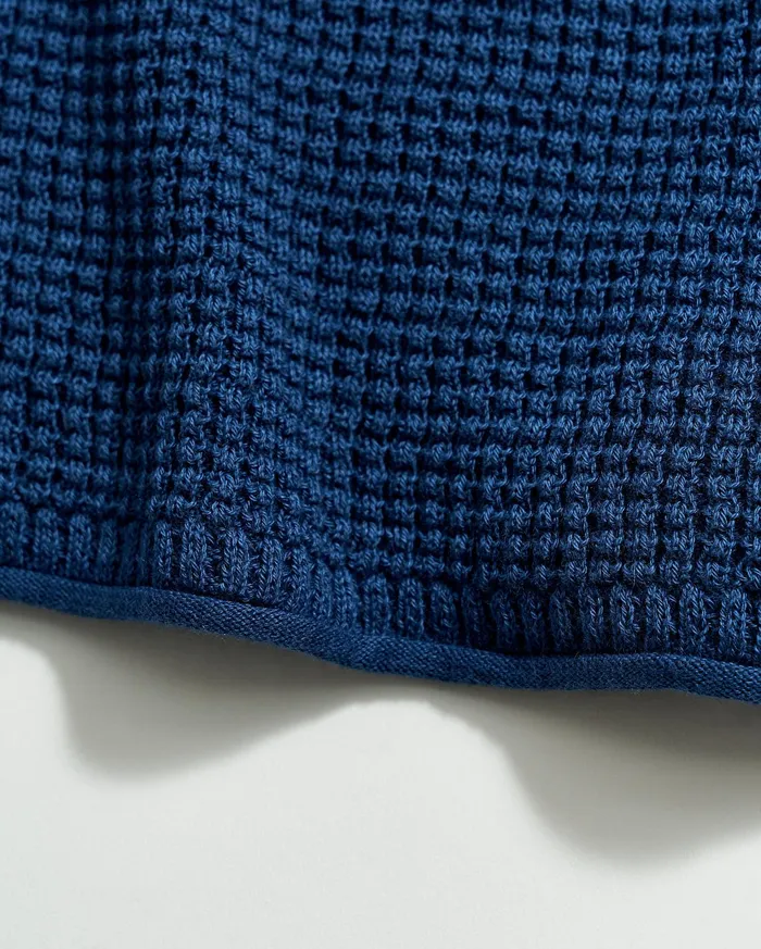 Men Sweaters and Sweatshirts Billy Reid Mini Waffle Crew Denim Blue