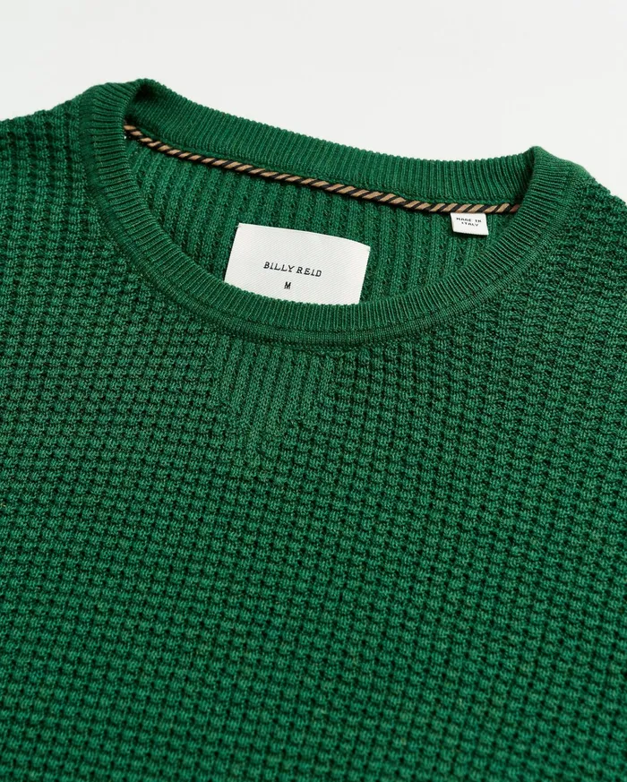 Men Sweaters and Sweatshirts Billy Reid Mini Waffle Crew Emerald