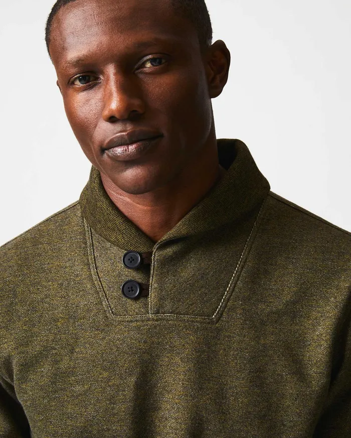 Men Sweaters and Sweatshirts Billy Reid Mouline Shawl Pullover Olive