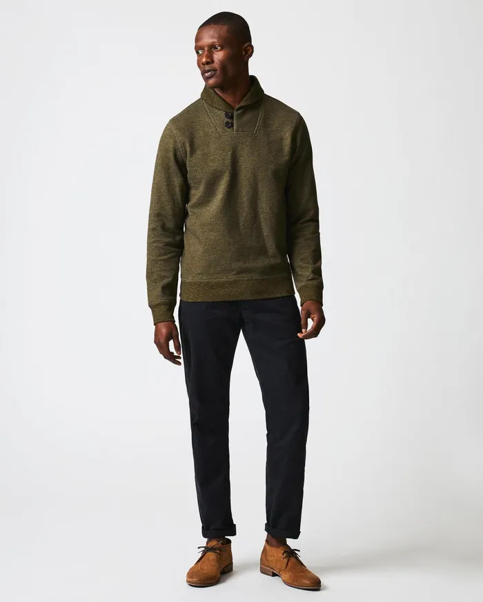 Men Sweaters and Sweatshirts Billy Reid Mouline Shawl Pullover Olive