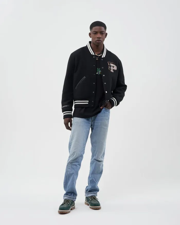 MenWomen Filling Pieces Coats and Jackets SS22 Varsity Jacket Black