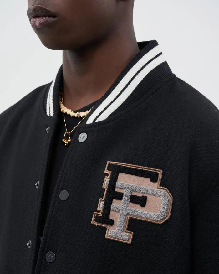 MenWomen Filling Pieces Coats and Jackets SS22 Varsity Jacket Black