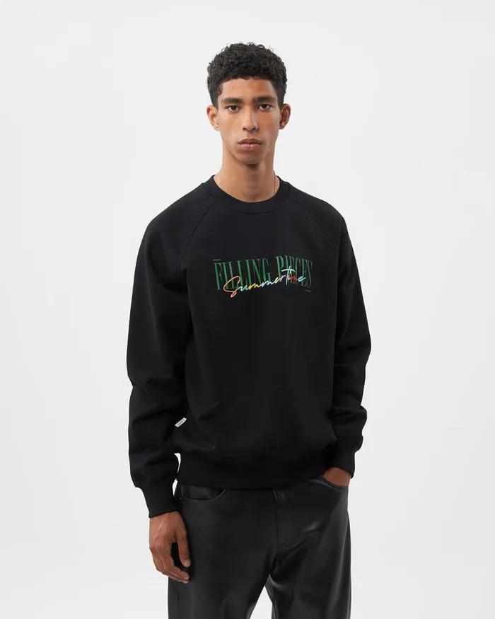 MenWomen Filling Pieces Hoodies and Sweatshirts Crewneck Summertime Black