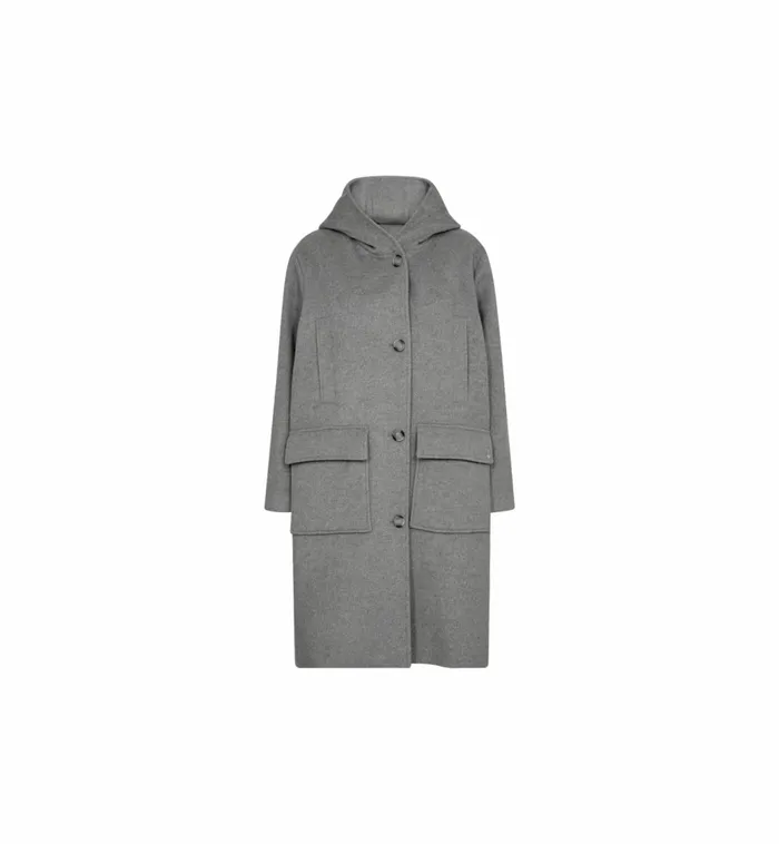 MOS MOSH MMKenya Hoodie Wool Coat Grey Melange Women Jackets and Coats MOS MOSH MMKenya Hoodie Wool Coat Grey Melange Women Jackets and Coats