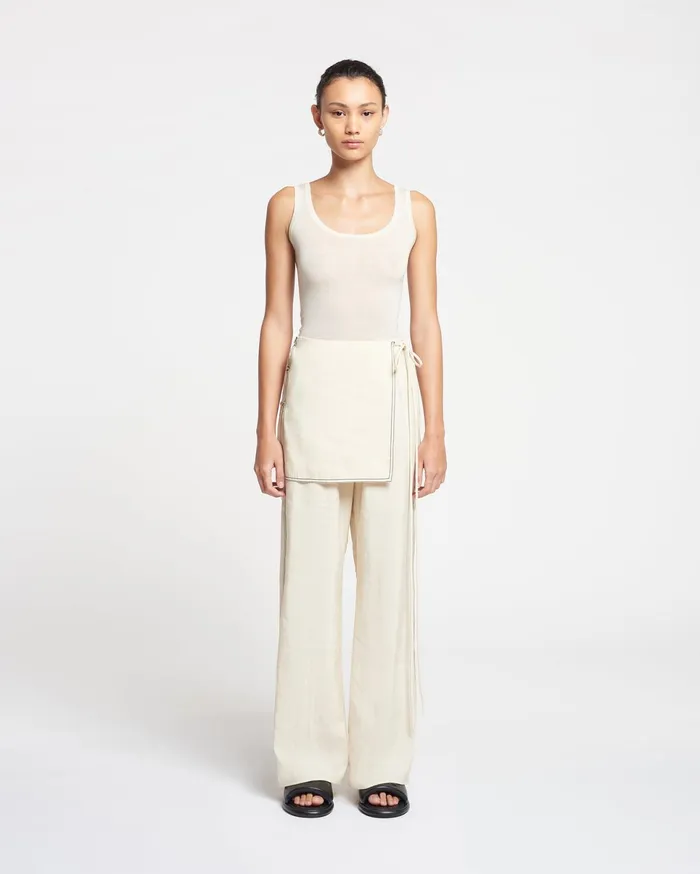 Nanushka Bottoms Women Evea Glass Poplin Pants Oat