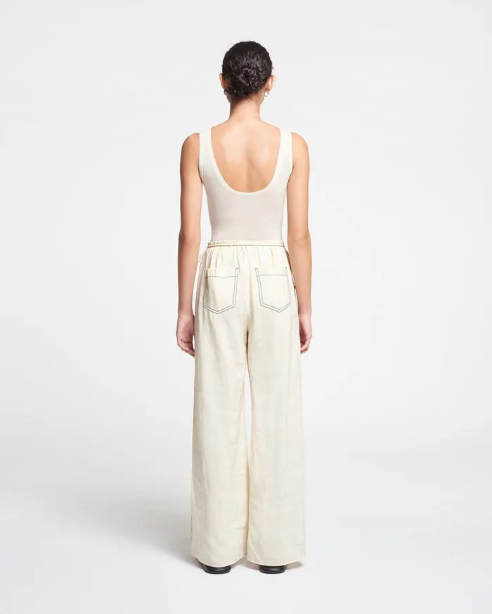 Nanushka Bottoms Women Evea Glass Poplin Pants Oat