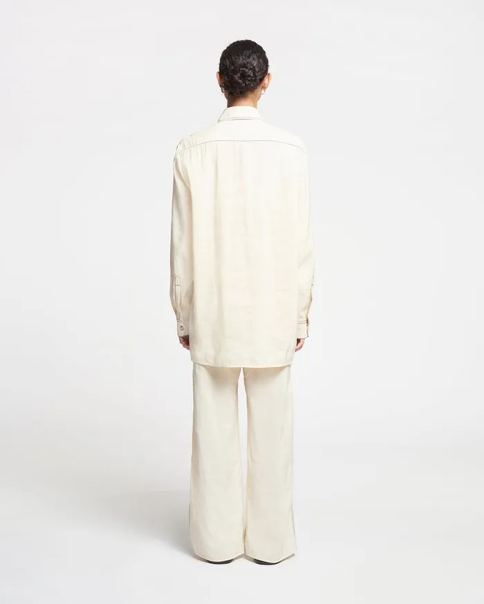 Nanushka Bottoms Women Evea Glass Poplin Pants Oat