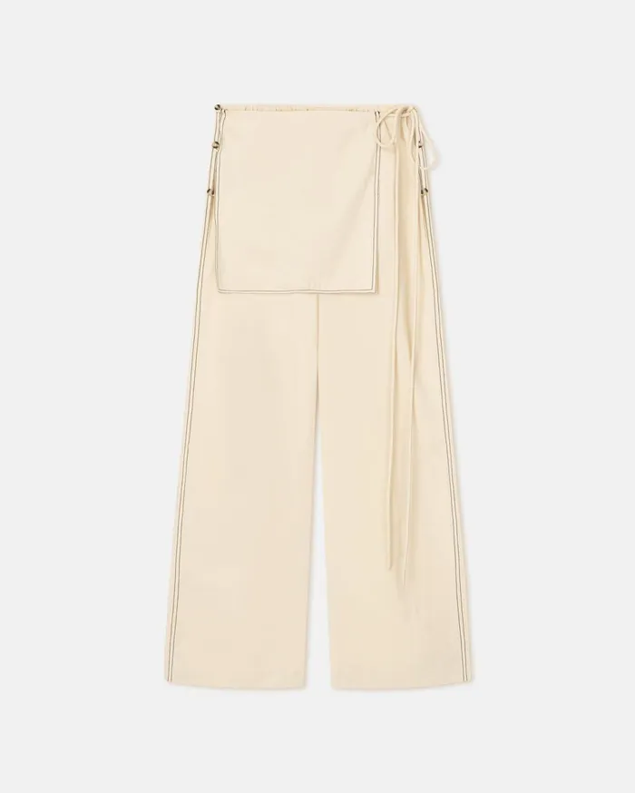 Nanushka Bottoms Women Evea Glass Poplin Pants Oat