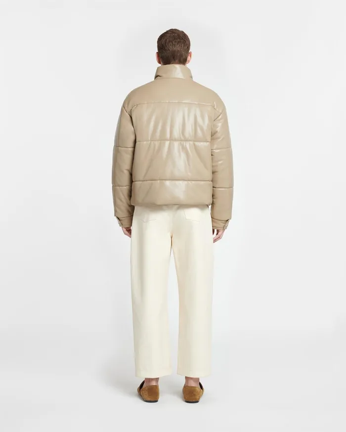 Nanushka Outerwear and Jackets Men Marron Okobor AltLeather Puffer Jacket Ashy Taupe