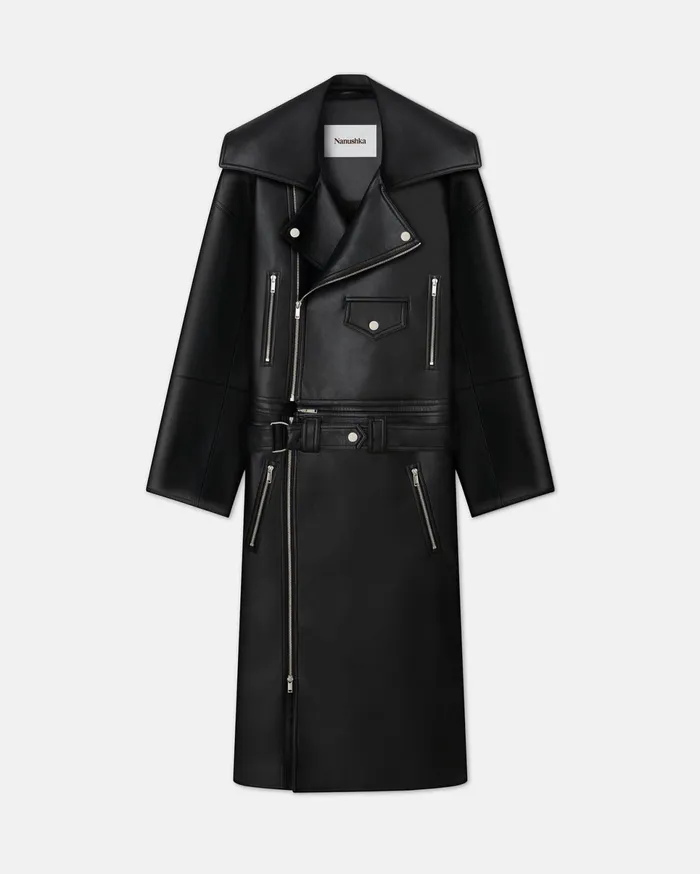 Nanushka Outerwear and Jackets Men Ross Regenerated Leather Biker Coat Black