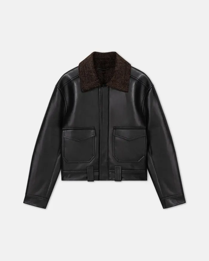 Nanushka Outerwear and Jackets Men Ruben Cropped Faux Shearling Jacket Black Brown