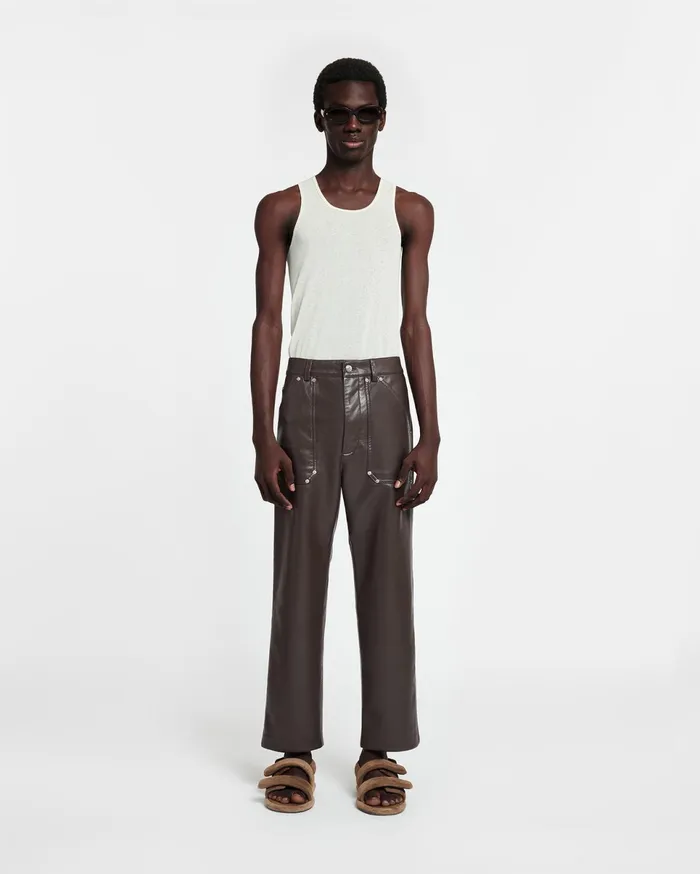 Nanushka Pants Men Quido Regenerated Leather Pants Coffee Bean