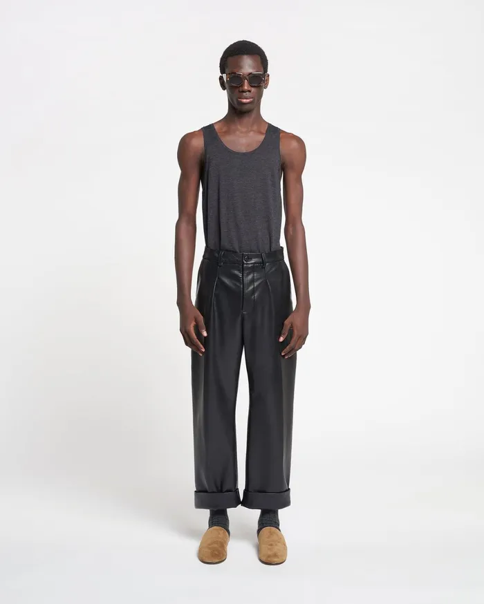 Nanushka Pants Men Zayden Regenerated Leather Tapered Pants Black