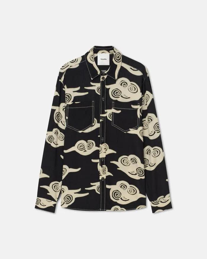 Nanushka Shirts and Blouses Women Nerissa Printed Crepe Shirt Cloud BlackCreme