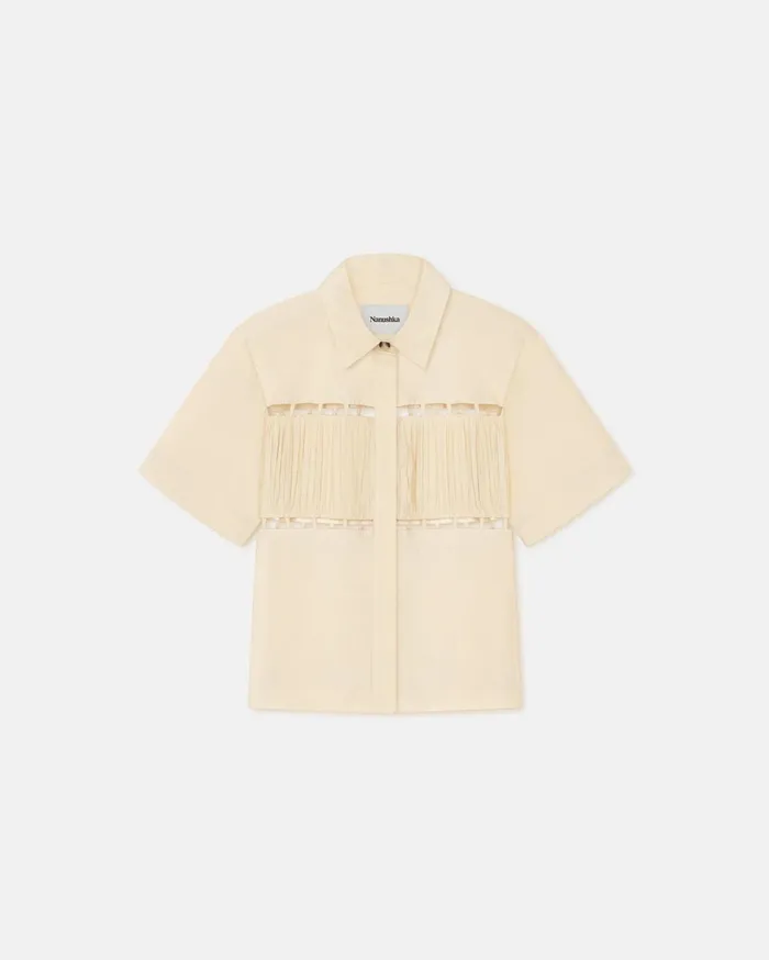 Nanushka Shirts and Blouses Women Satu Pleated Poplin Shirt Creme