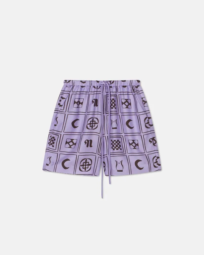 Nanushka Shorts Women Anne Sale Printed SilkTwill Shorts Kopjafa Lilac