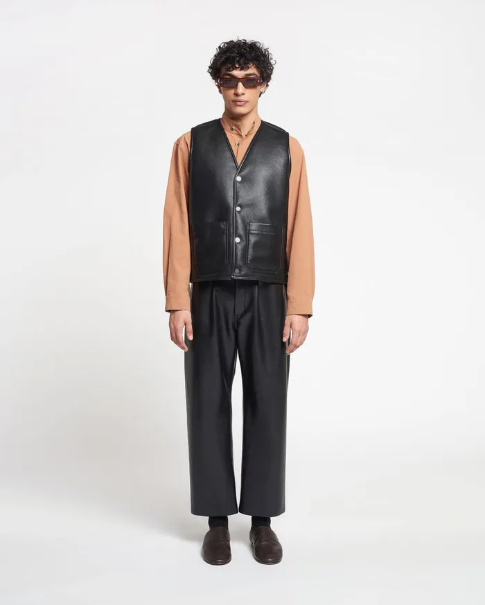 Nanushka TShirts and Vests Men Luben Regenerated Leather Vest Black Brown