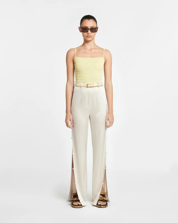 Nanushka Tops Women Arenda Smocked Okobor AltLeather Top Lemongrass