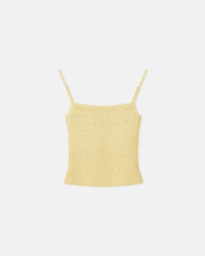 Nanushka Tops Women Arenda Smocked Okobor AltLeather Top Lemongrass