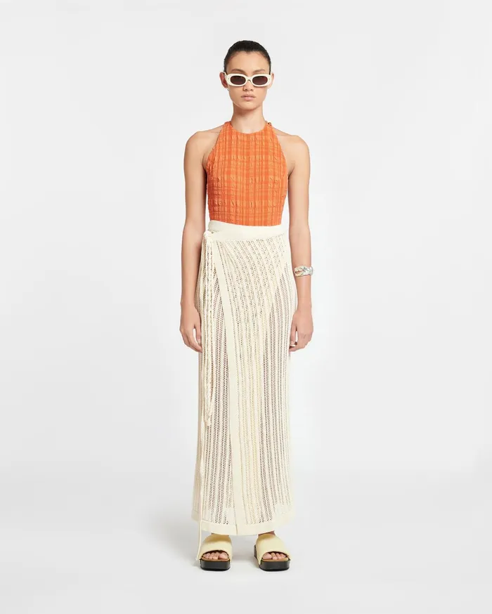 Nanushka Tops Women Irina Seersucker Bodysuit Sunset Orange