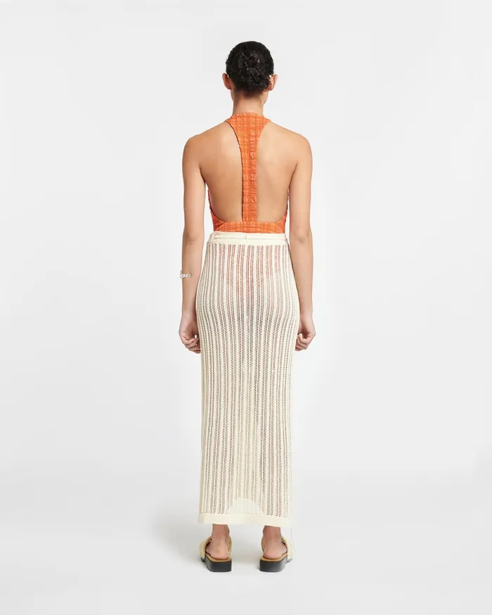 Nanushka Tops Women Irina Seersucker Bodysuit Sunset Orange