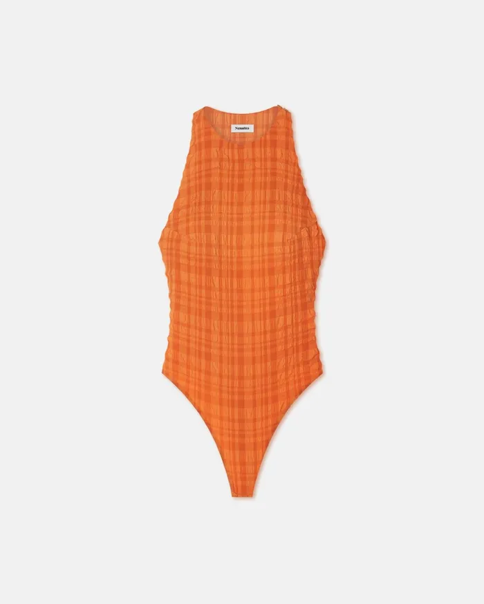 Nanushka Tops Women Irina Seersucker Bodysuit Sunset Orange