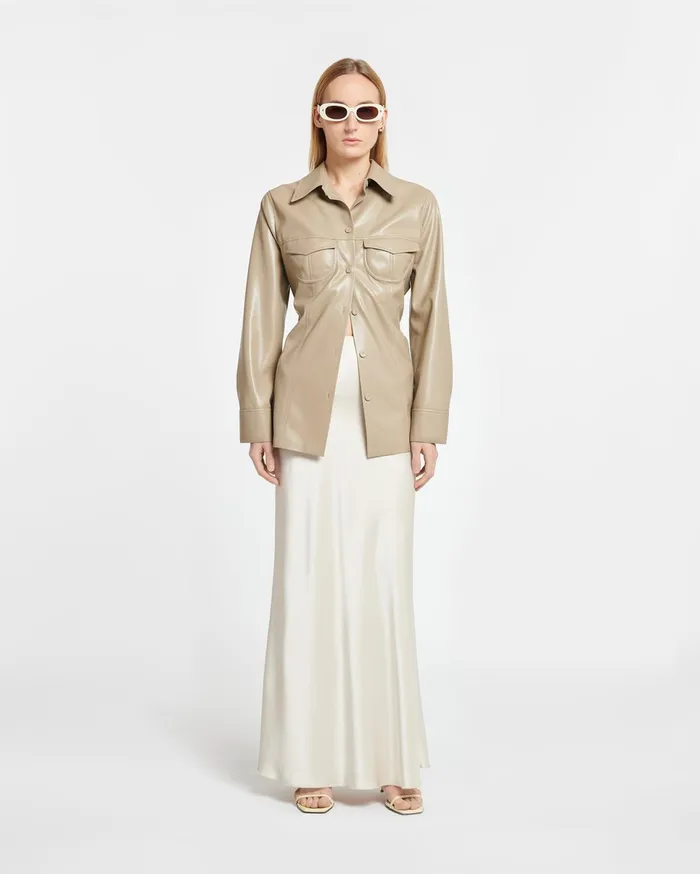 Nanushka Tops Women Karline Okobor AltLeather Shirt Ashy Taupe