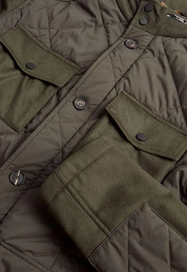 Paul Stuart Outerwear Olive Cashmere and Microfiber Quilted Field Jacket 8211 Paul Stuart Olive 8211 Men
