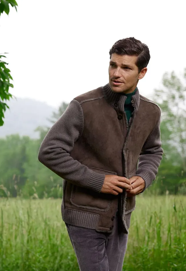 Paul Stuart Outerwear Shearling And Knit Blouson Jacket Brown 8211 Men Paul Stuart Outerwear Shearling And Knit Blouson Jacket Brown 8211 Men
