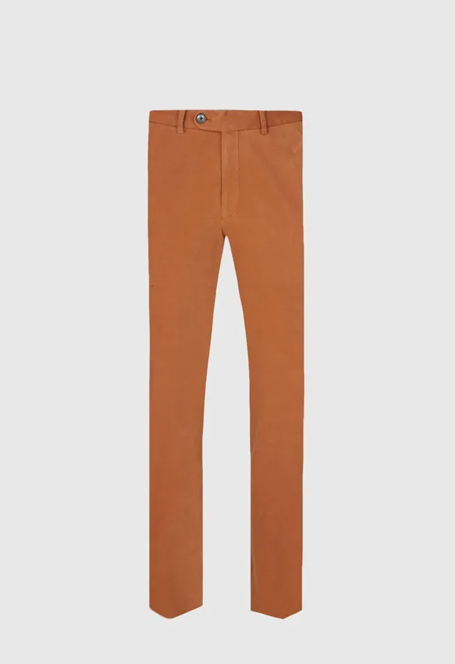 Paul Stuart Pants and Shorts Brushed Cotton Plain Front Newton Pant Rust 8211 Men