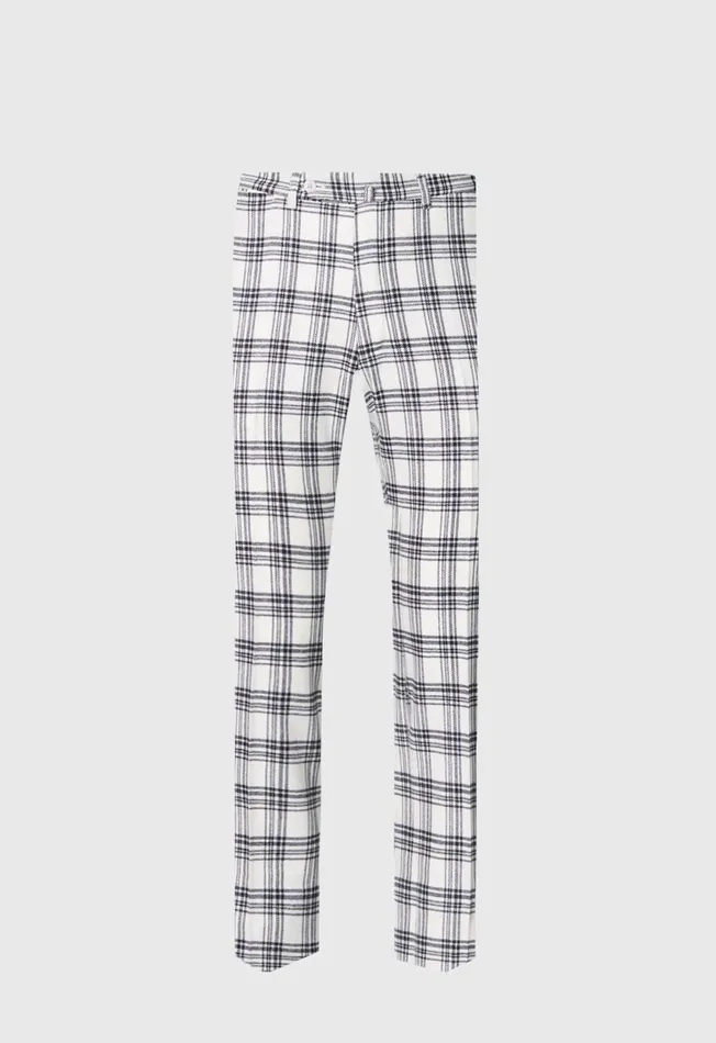 Paul Stuart Pants Wool and Cashmere Plaid Trouser Blackwhite 8211 Men