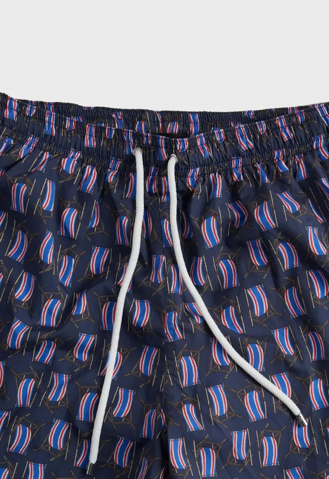 Paul Stuart Shorts and Swim Trunks Beach Chair Print Swim Trunks Navy 8211 Men