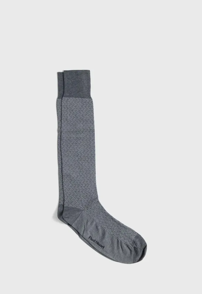 Paul Stuart Socks Mercerized Cotton Parquet Pattern Sock Beige 8211 Men