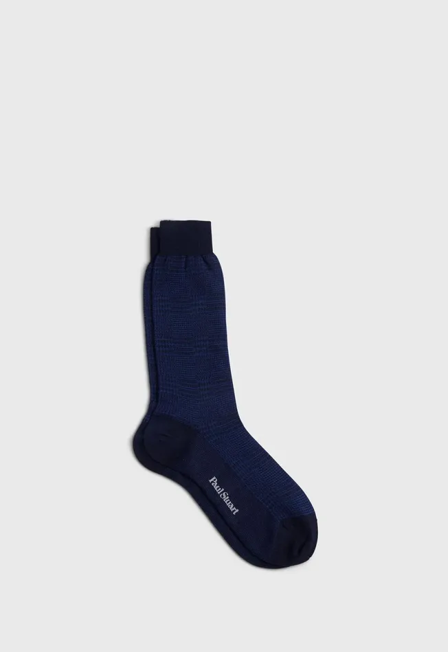 Paul Stuart Socks Wool Glen Plaid Sock Black 8211 Men