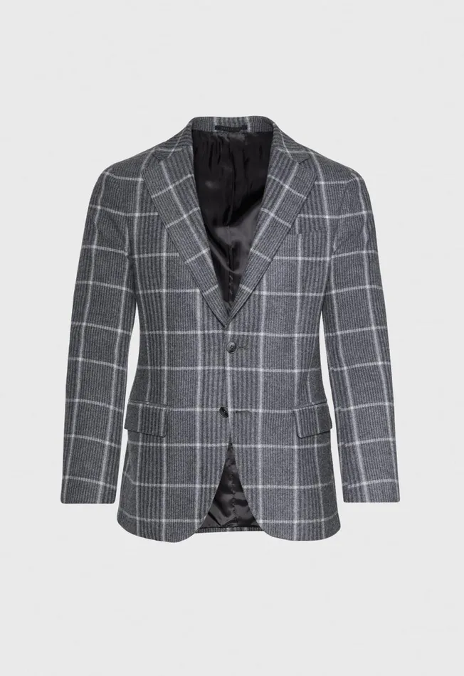 Paul Stuart Sport Jacket and Blazers Grey Plaid Wool Jacket Grey 8211 Men