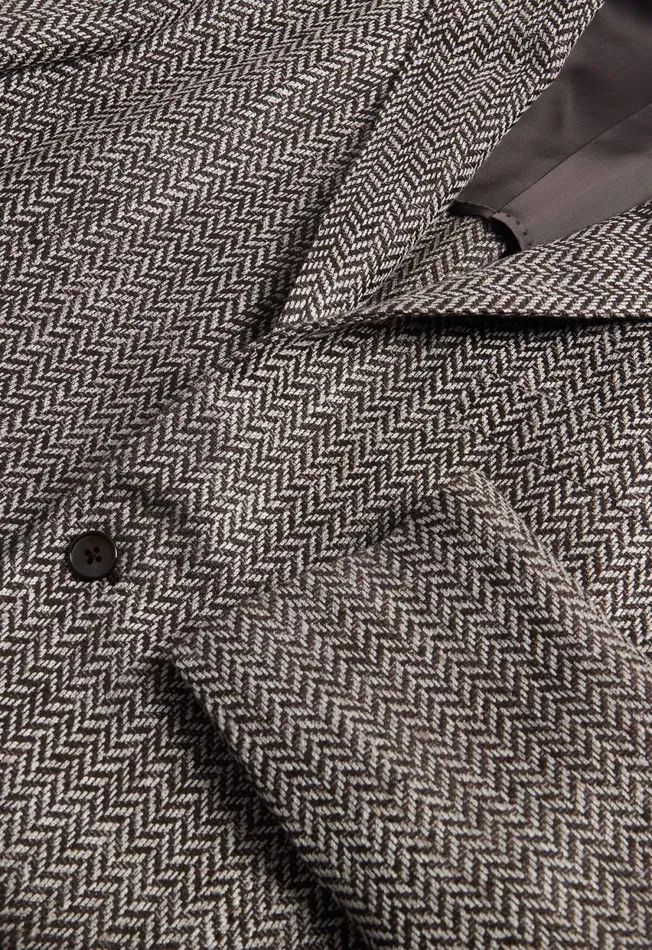 Paul Stuart Sport Jacket and Blazers Silk and Linen Herringbone Jacket Brown 8211 Men