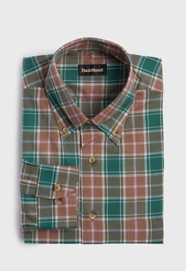 Paul Stuart Sport Shirts Cotton Lightweight Flannel Plaid Sport Shirt Greenbrown 8211 Men Paul Stuart Sport Shirts Cotton Lightweight Flannel Plaid Sport Shirt Greenbrown 8211 Men