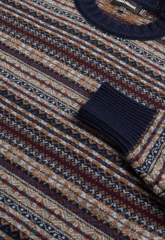 Paul Stuart Sweaters Fair Isle Crewneck Sweater Navy 8211 Men Paul Stuart Sweaters Fair Isle Crewneck Sweater Navy 8211 Men