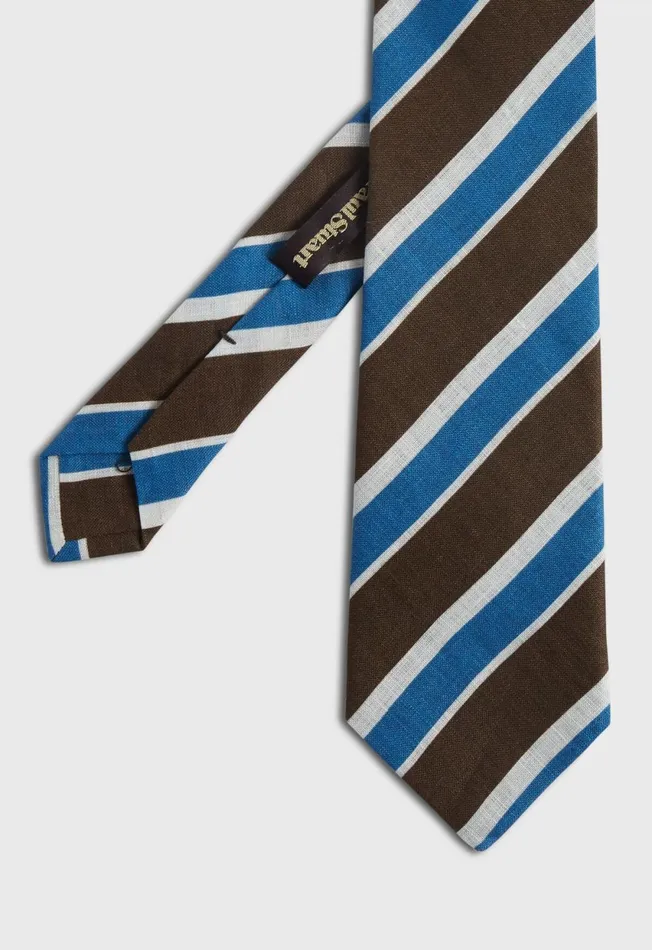 Paul Stuart Ties and Pocket Squares Printed Linen Three Color Stripe Blue 8211 Men Paul Stuart Ties and Pocket Squares Printed Linen Three Color Stripe Blue 8211 Men