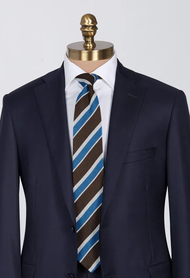 Paul Stuart Ties and Pocket Squares Printed Linen Three Color Stripe Blue 8211 Men Paul Stuart Ties and Pocket Squares Printed Linen Three Color Stripe Blue 8211 Men