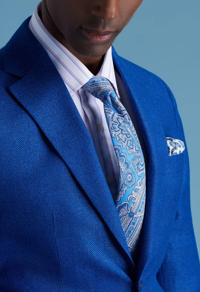 Paul Stuart Ties Silk Twill Paisley Print Tie Indigo 8211 Men