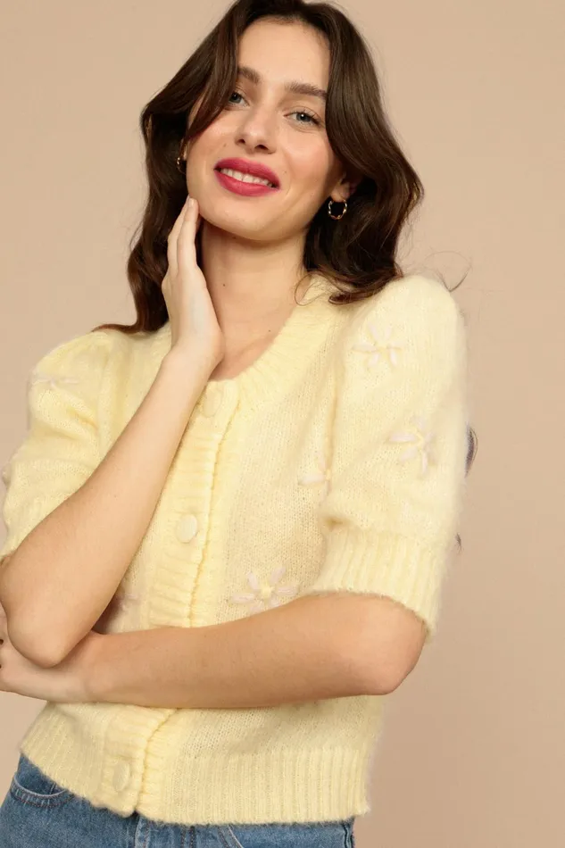 ROMEO Cardigan Jaune Uni Women Rouje Knits