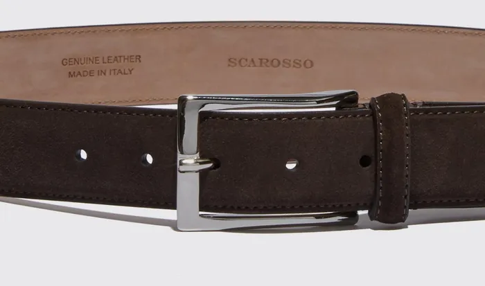 Scarosso Belts Cintura Testa Di Moro Classica Dark Brown Suede 8211 Men
