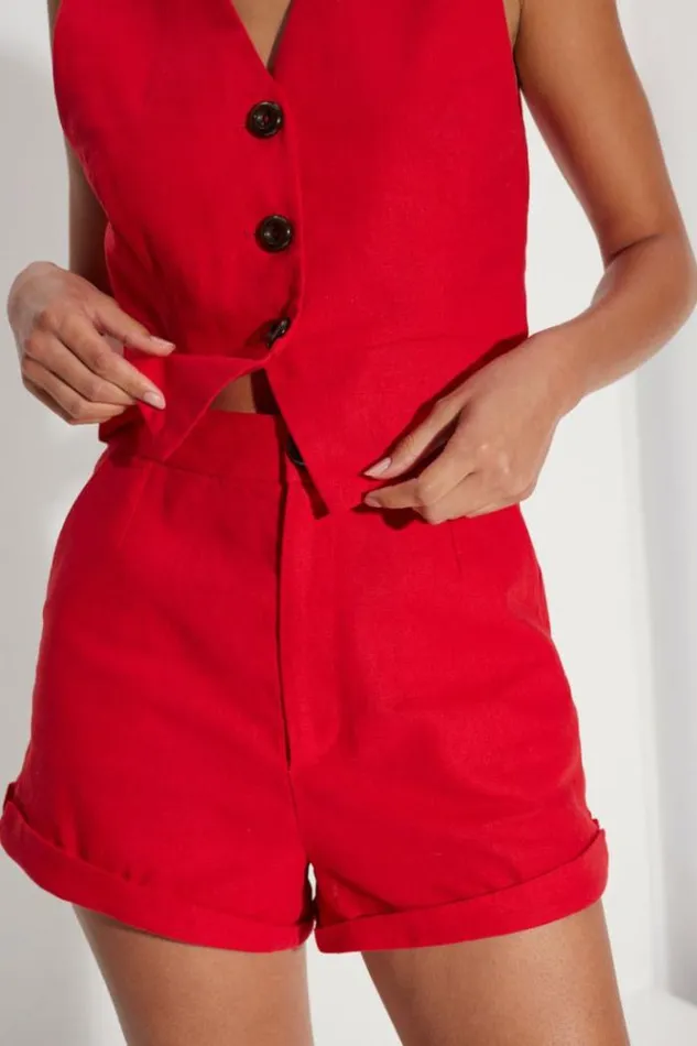 Simon Miller Linen Como Linen Shorts In Paprika Paprika 8211 Shop