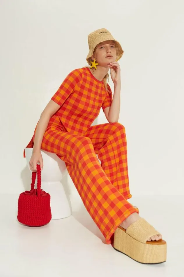 Simon Miller Tops Knits By Canoga Short Sleeve Top In Retro Red Gingham Retro Red Gingham 8211 Shop