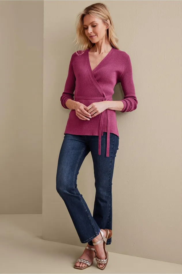 Soft Surroundings Clare Wrap Sweater Dark Fuchsia Women Sweaters and Cardigans Soft Surroundings Clare Wrap Sweater Dark Fuchsia Women Sweaters and Cardigans