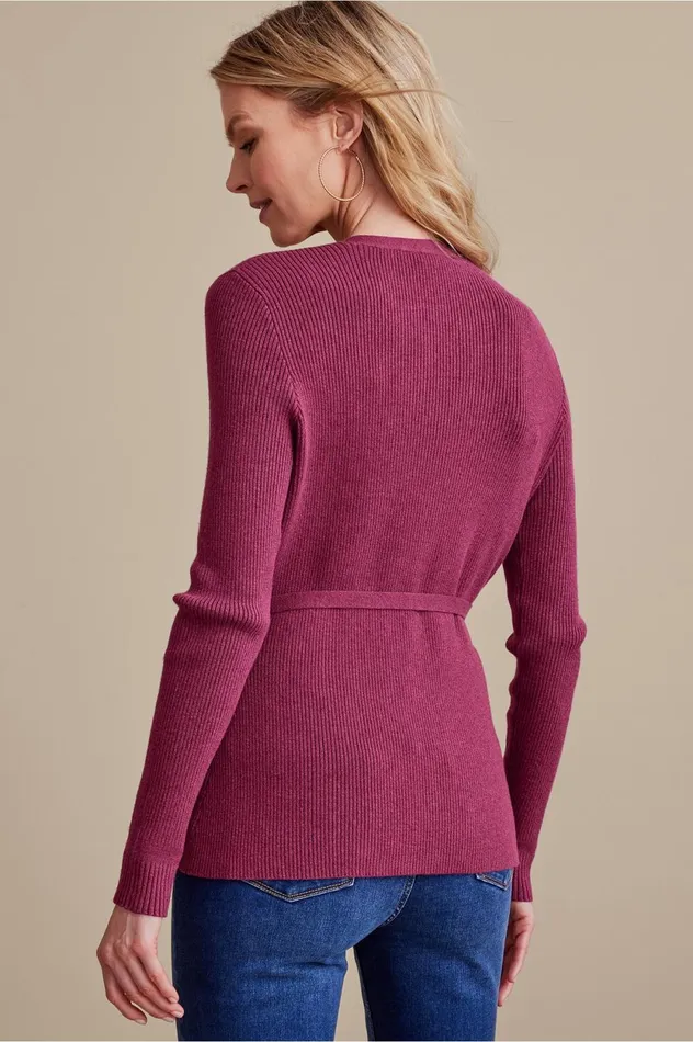 Soft Surroundings Clare Wrap Sweater Dark Fuchsia Women Sweaters and Cardigans Soft Surroundings Clare Wrap Sweater Dark Fuchsia Women Sweaters and Cardigans