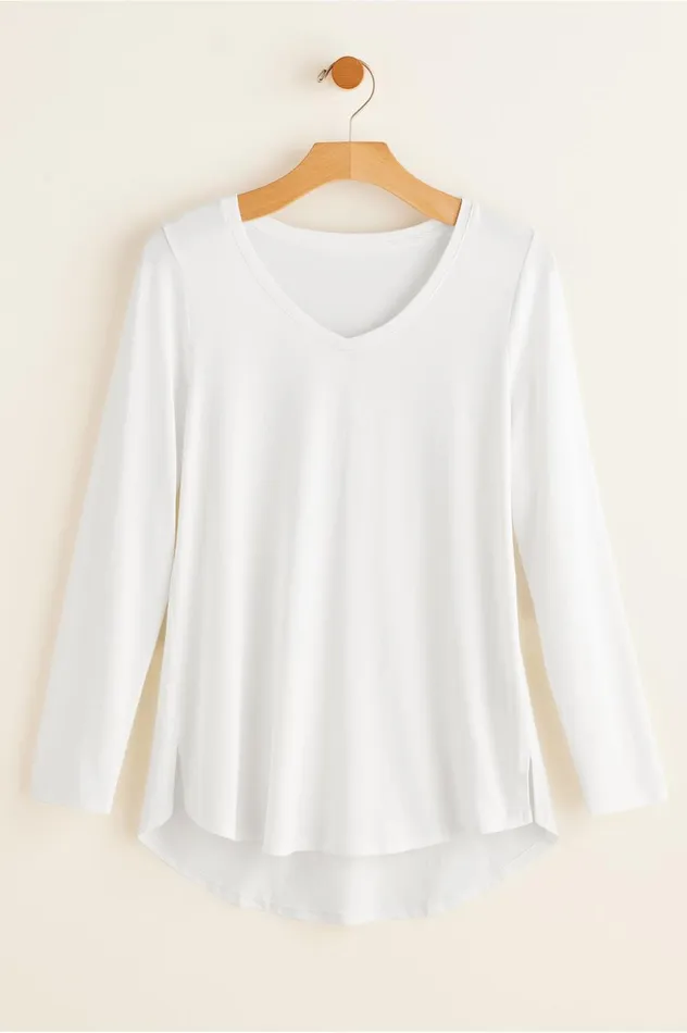 Soft Surroundings Isabel Pima Long Sleeve Tee Black Women Tops