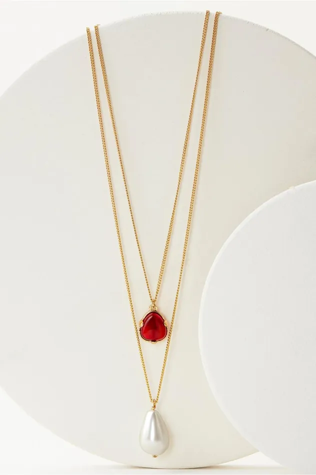 Soft Surroundings Scarlett Layered Necklace Redpearl Women Jewelry